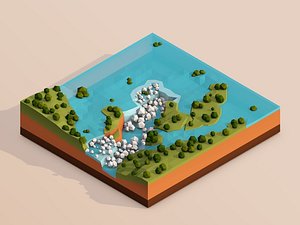 Cartoon Low Poly Iguazu Falls