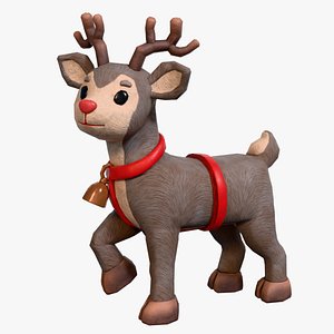 Low-Poly Cartoon Christmas Reindeer Rigged