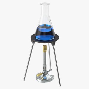Bunsen Burner with Erlenmeyer Flask on Tripod