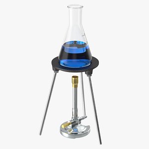 Bunsen Burner with Erlenmeyer Flask on Tripod