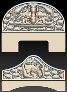 cowboy horses headboard bed 3D