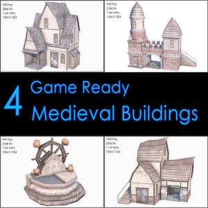 Medieval Buildings Collection II, Low Poly, Textured