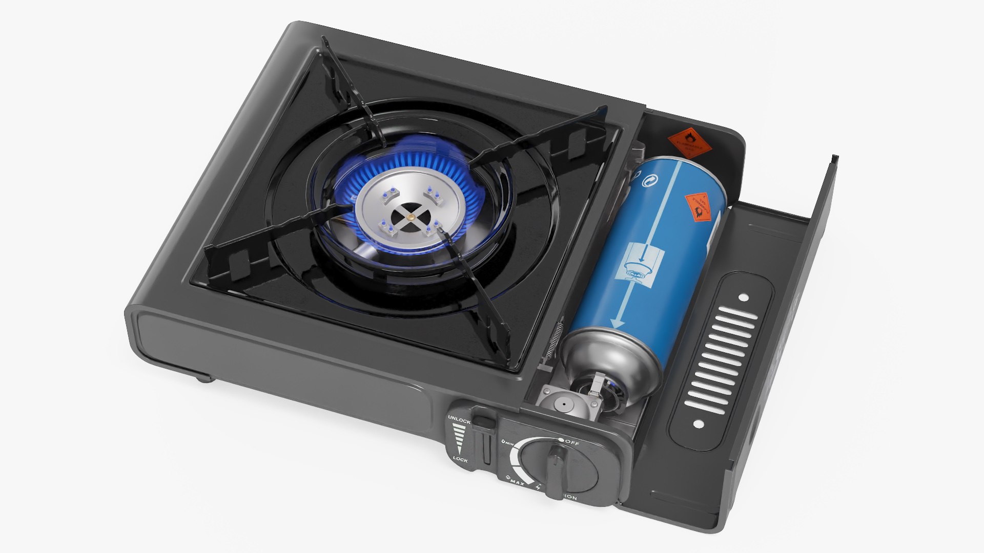 Camp Stove Single Burner with CP250 Gas Canister 3D model preview
