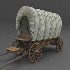 Wooden covered cart 3d model