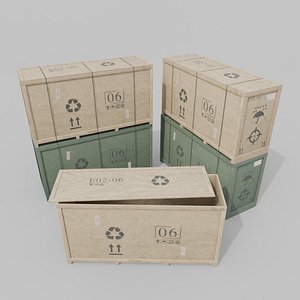 Extra Long and Tall Wooden Crate - Customizable Shipping Box 3D model