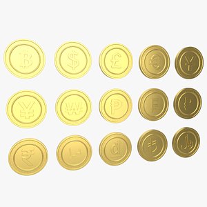 Currency Symbols Coins Collection 3D