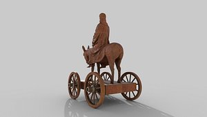 jesus donky travel wooden statue hi poly 3D model
