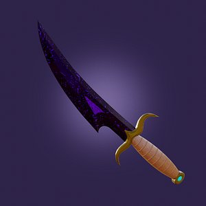 3D Obsidian dagger of darkness PBR low-poly