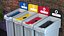 Four Compartments Recycling Station Set