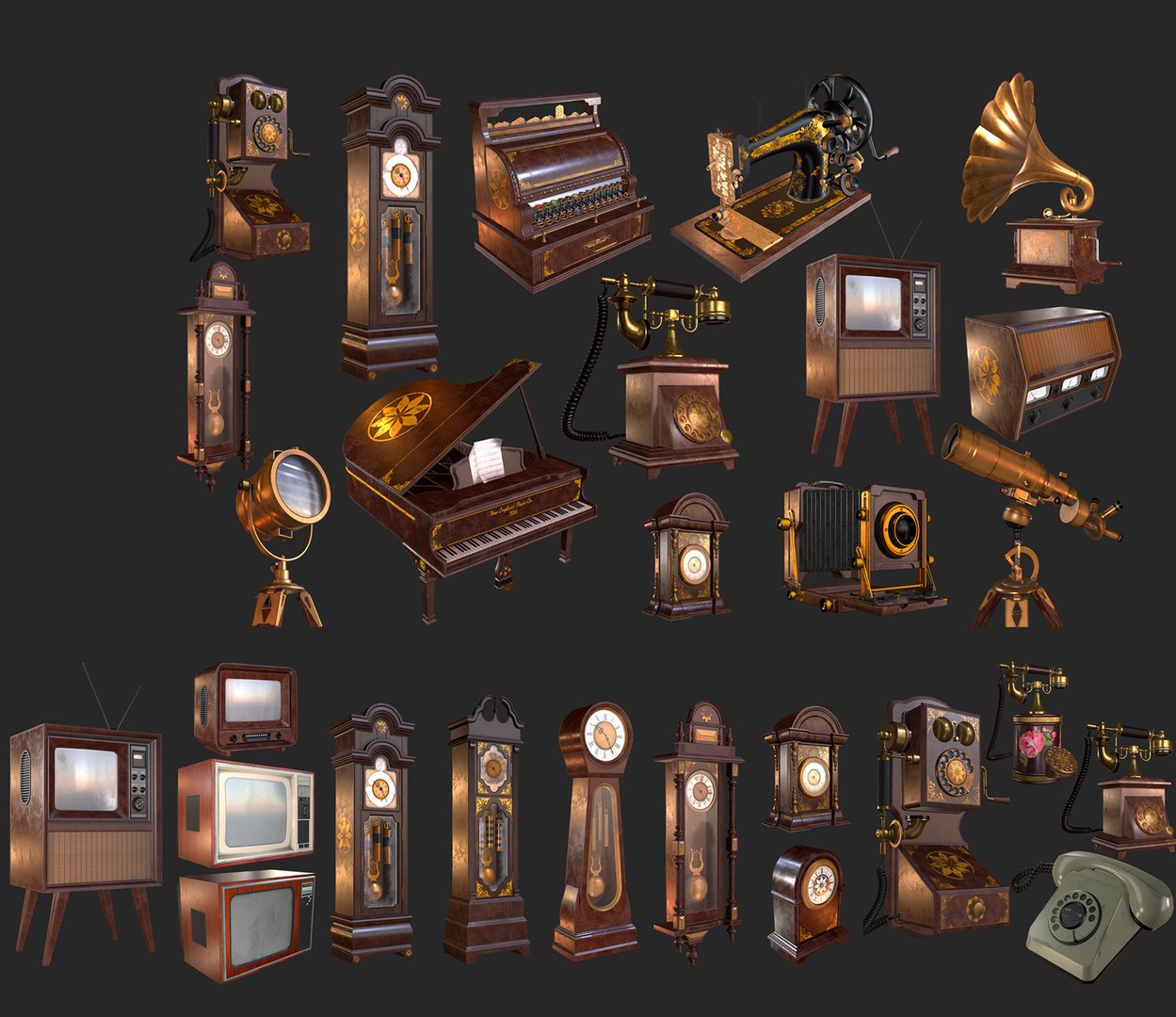 3D old phone clock television model https://p.turbosquid.com/ts-thumb/0O/ibMvrc/zazeaI5K/old_item_megapack_final_/png/1587735983/1920x1080/fit_q87/9b23f4c433d32950d8622a2ec3417e6a95fe4cbd/old_item_megapack_final_.jpg