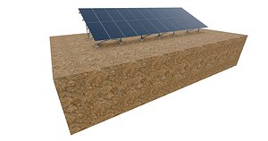 3D Lowpoly Ground Mounted Solar Panels-11 Rows of PV Modules model