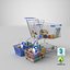 Two Detailed Full Shopping Baskets 3D model