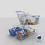 Two Detailed Full Shopping Baskets 3D model