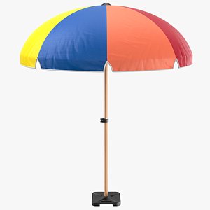 Detailed Colorful Beach Umbrella 3D model