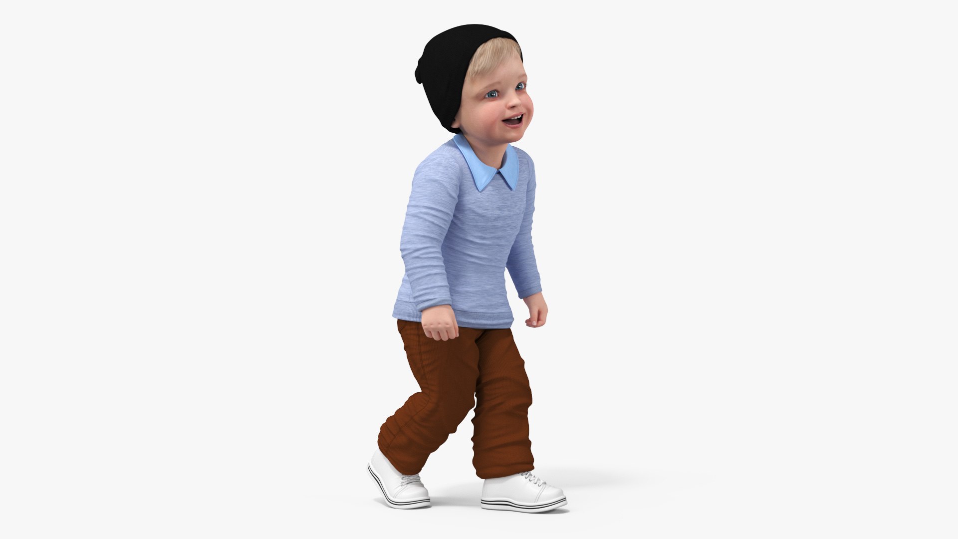 Child in Fall Clothes Walking Pose 3D model preview