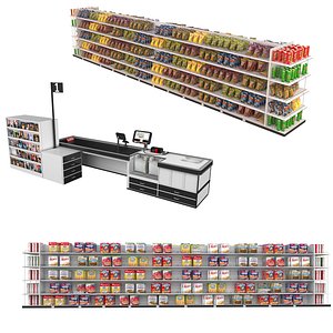3D supermarket shelves