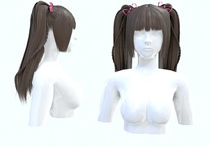 Stylized Pigtails Hairstyle 3D model