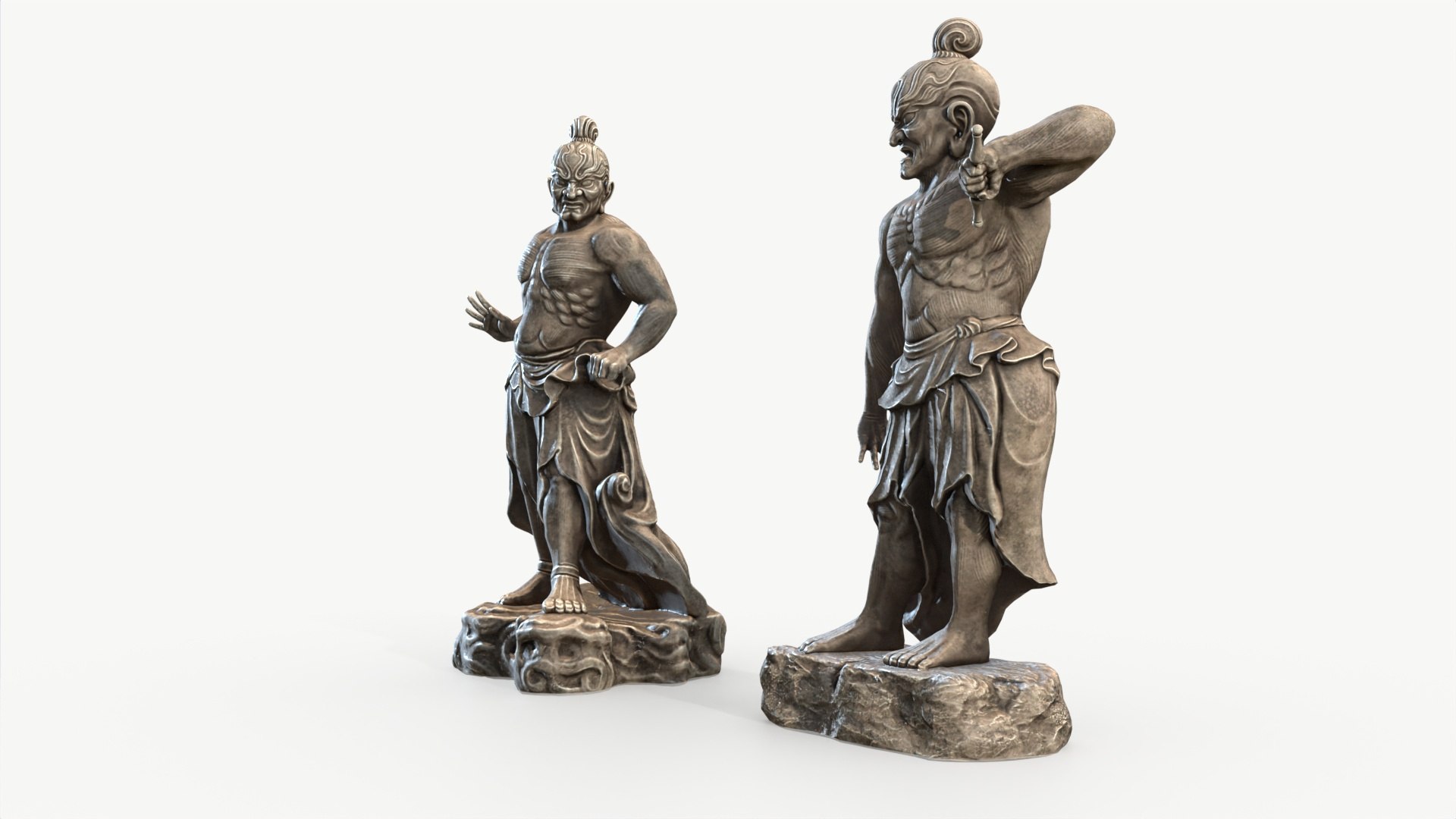 Japanese Buddhist Guardian Statues 3D Model - TurboSquid 2446797