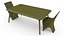 3D Modern  dinner chair and table green