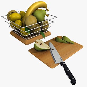 fruit bowl apple banana 3d model