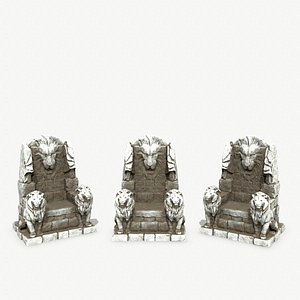 Lion Stone Throne 3D model