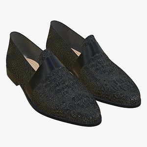 3D model Shoes Black Crocodile Leather