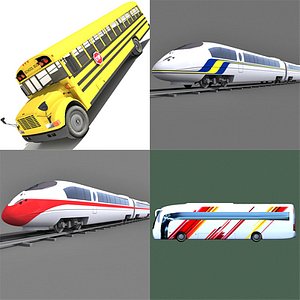 3d model bus school trains