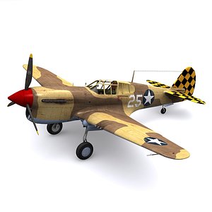 3D curtiss warhawk fighter p-40f