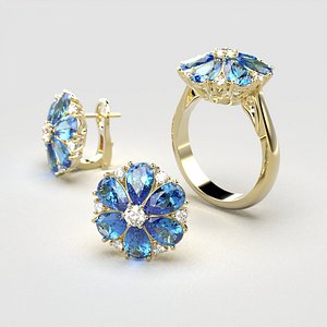 3D Ring and Earrings V3 Set model