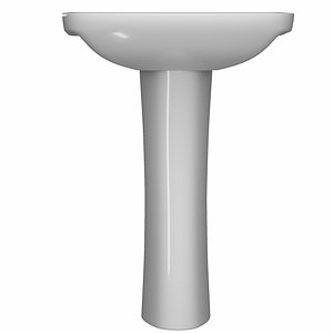 pedestal rectangle wash basin 3D model