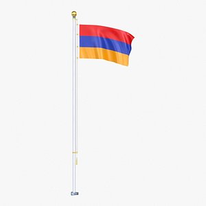 3D model Armenia Flag Stand Pole Animated Loop