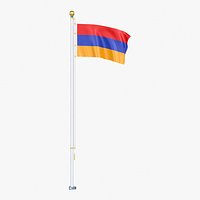 Armenia Flag Stand Pole Animated Loop