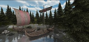 viking medieval ships 3d model