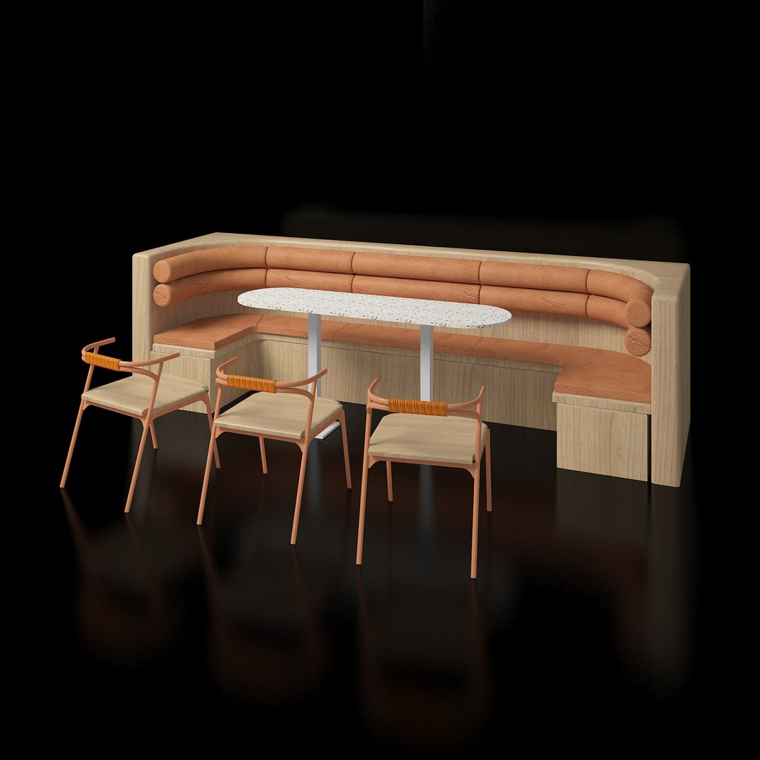 3D Model Banquette Seating Diner Booth - TurboSquid 2400021