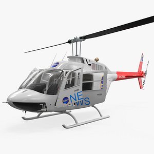 Bell 206B JetRanger III Helicopter Ten News White Rigged for Maya