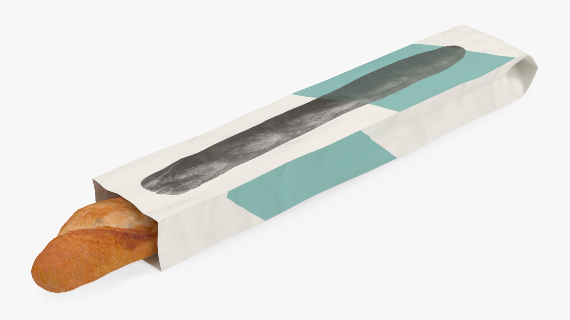 Baguette Bread Paper Bag 3D model preview