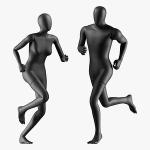3D Running Male and Female Mannequin model