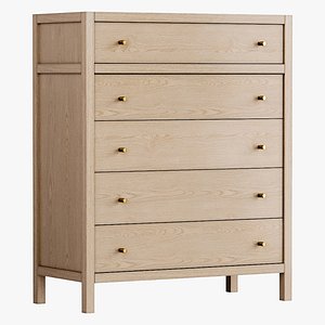 Crate Barrel Keane Weathered Natural Solid Wood 5-Drawer Tall Dresser