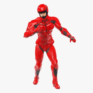 Futuristic Cyborg in Red Armor Rigged for Maya 3D model