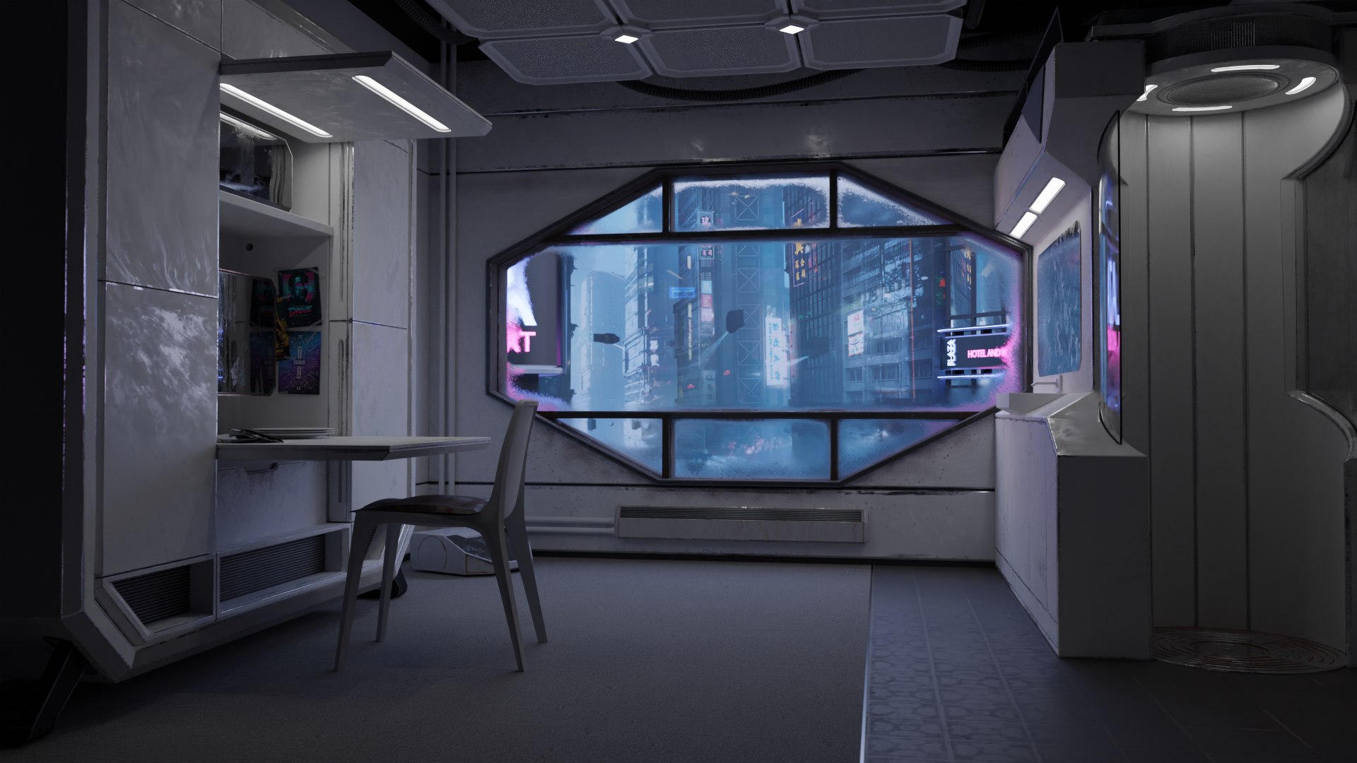 Cyberpunk Apartment Interior Design for Small Spaces