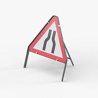 Road Narrows Both Triangular Road Sign