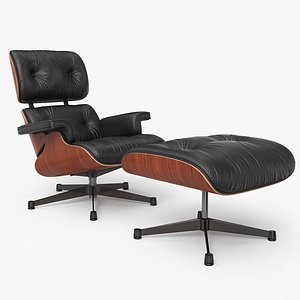 3D model Eames Lounge Chair Walnut Black With Ottoman