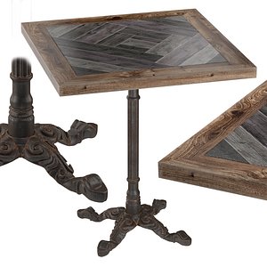 Cast Iron and Wood Restaurant Table Square