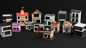 Stylized Low Poly Buildings Pack model