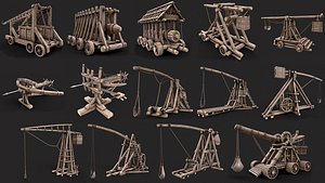 3D Medieval Siege War Machines PBR Collection model