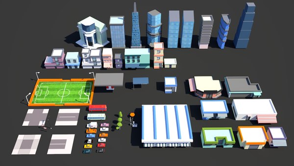 3D model city pack buildings