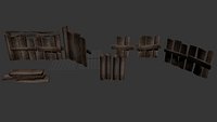 Low-Poly Rustic Woven Wooden Fence  Assets Collection