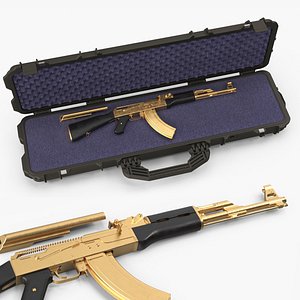 Assembled Gold AK 47 in Open Hard Case