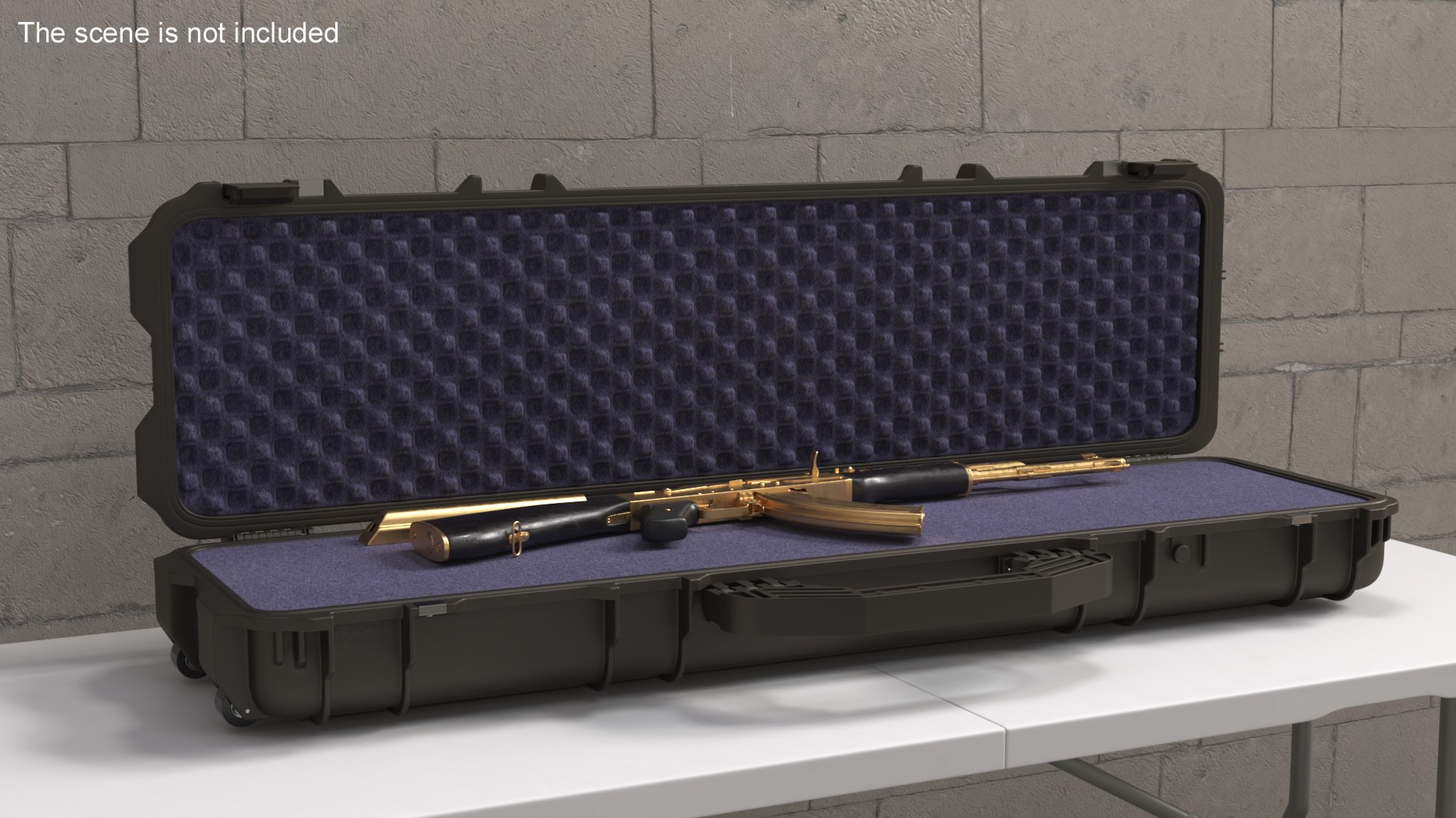 3D Model Assembled Gold AK 47 In Open Hard Case - TurboSquid 2390158