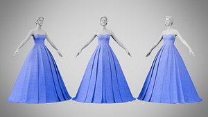 3D model Dress 48 Very Light Blue With Design